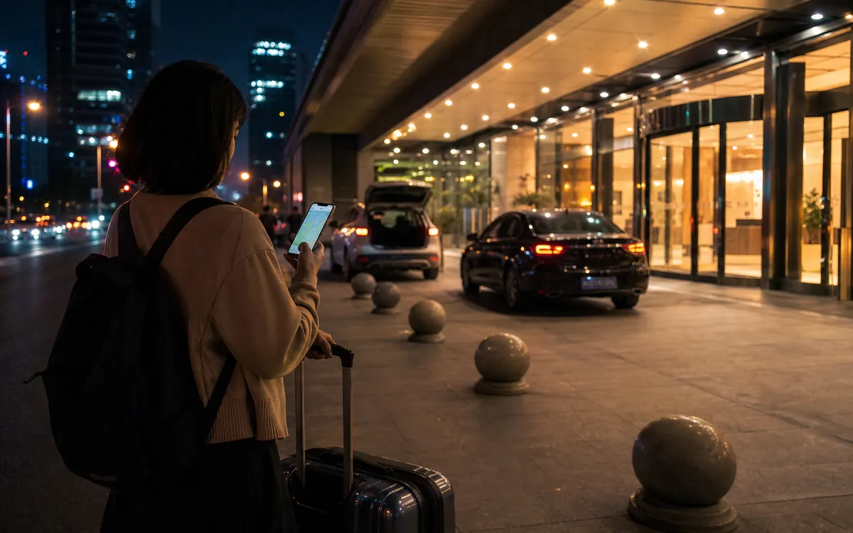 Illustrated China travel image for night arrival